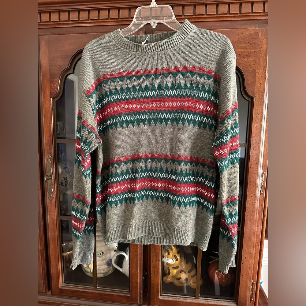 Vintage 1970s Lord Clayton Christmas Acrylic Pullover Knit Patterned Sweater XL